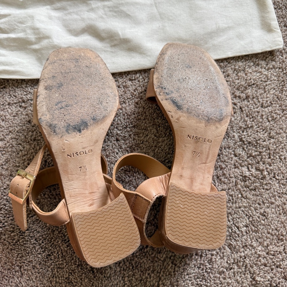 Nisolo Stella Go-To Almond Leather Block Heels Size 7.5 - Picture 8 of 9